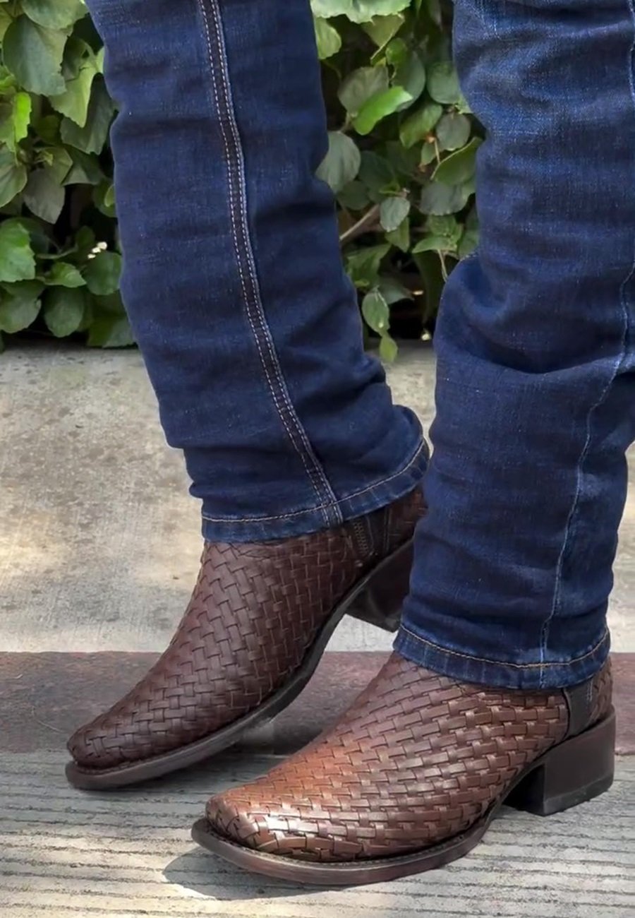 Men's Hand-woven Cowhide Cowboy Boots