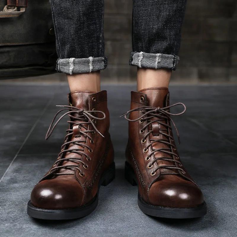 2024 Men's Handmade Genuine Leather High-top Boots