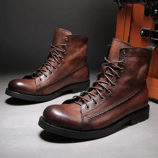 2024 Men's Handmade Genuine Leather High-top Boots