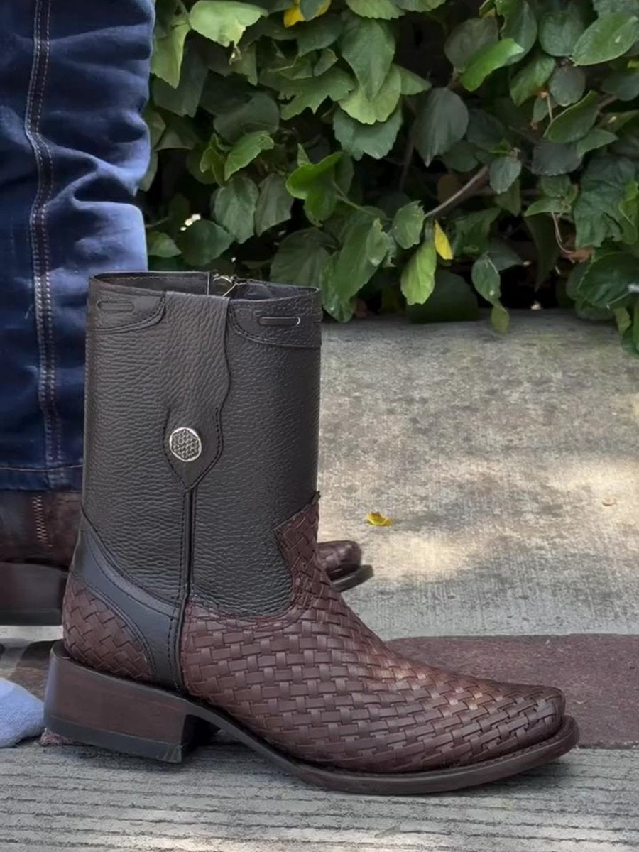 Men's Hand-woven Cowhide Cowboy Boots