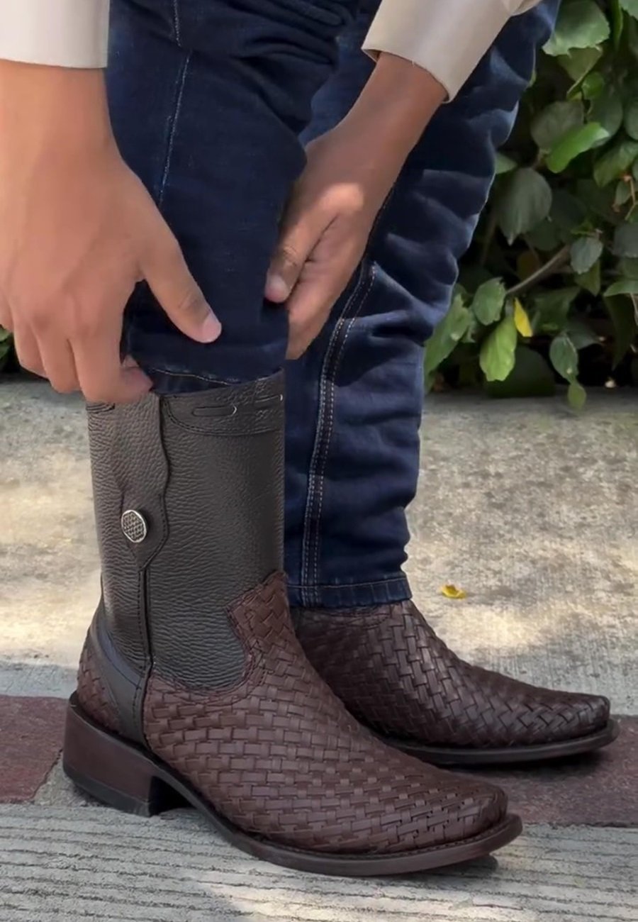 Men's Hand-woven Cowhide Cowboy Boots