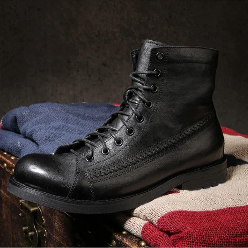 2024 Men's Handmade Genuine Leather High-top Boots