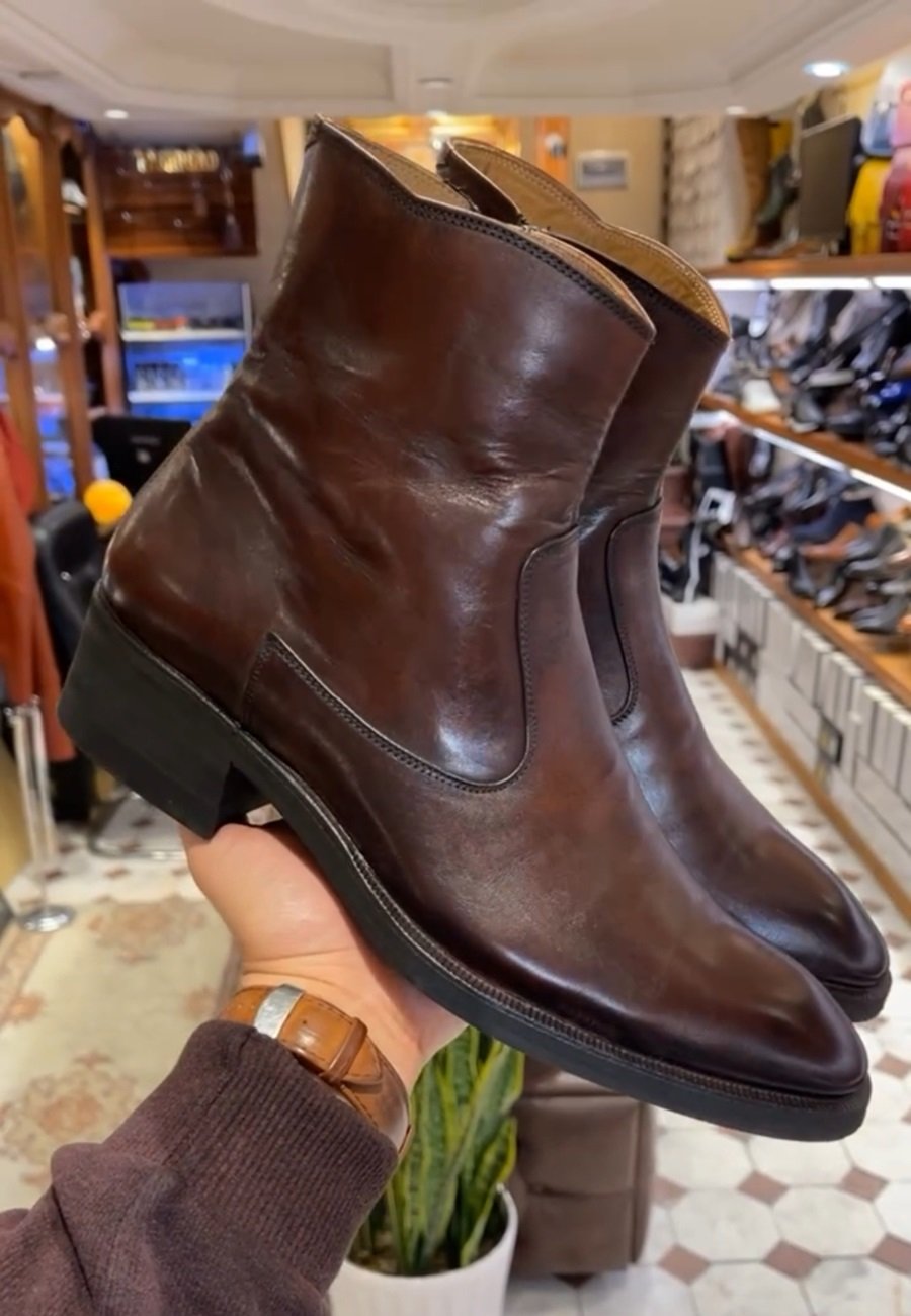 Men's Leather Inner Zip Boots